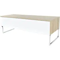 Norstone - Table double plateaux - Pour écrans plats jusqu'à 60'' - Fixable au mur - Modulable - Blanc/Chêne
