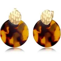 Elli Boucles d'oreilles 'Geo' marron / jaune d'or / or