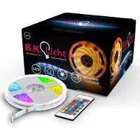 B.K.Licht ruban LED 10m guirlande lumineuse auto-adhésive dimmable 300 LEDs couleurs télécommande transformateur 230V IP20