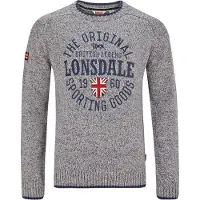 Lonsdale Pull-over 'Borden' marine / gris chiné / rouge / blanc