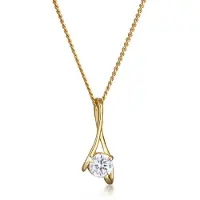 Elli PREMIUM womens necklace with pendant heart 585 yellow gold zirconia round cut 45cm0108140916, (585 Or jaune)