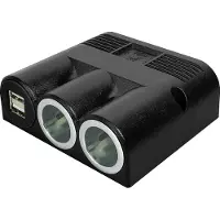 Procar 65031 Prise de courant triple en saillie, noir - 2 prises de courant + 1 double prise USB
