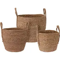 H&S Set de 3 paniers ronds tressés en jonc de mer