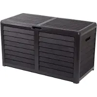 Eda 010290 G.ANT CX EDA Coffre de jardin BAYA, 420 litres, aspect bois, anthracite
