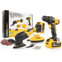 Powerplus Set POWXBBOX10 - Perceuse sans fil + ponceuse multifonction 20 V, 4 Ah