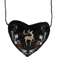 Widmann Sac à main brodé en forme de cur bavarois - motif cerf - sac à main