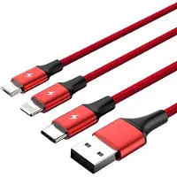 UNITEK Câble USB 2.0 C4049RD, 3in1 USB - USB type C/microUSB/Lightning, 1.2m