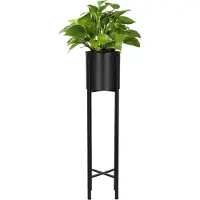 Springos Parterre De Fleurs En Métal Avec Un Pot Noir, 16 X 74 Cm Le Décor Parfait Pour L'intérieur Et L'extérieur De Votre Mais