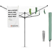 Brabantia Lift-O-Matic 60m + ancrage au sol + couverture Gris Métallique