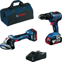 Bosch Pack Perceuse - visseuse sans fil GSB 18V-55 + Meuleuse GWS 18V-7 + 2 batteries 4.0Ah 18V + chargeur + sac à outils