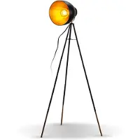 B.K.Licht Lampadaire rétro noir doré lampe à pied métal design vintage E27