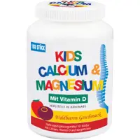 New Nordic Deutschland GmbH Comprimés à croquer pour enfants au calcium et au magnésium avec vitamine D, au goût de baies des bois, 180 comprimés