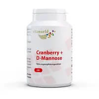 Vitaworld Cranberry + D-Mannose | 90 gélules | avec L-méthionine et zinc | 25% proanthocyanidines de cranberry | vegan