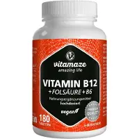 Vitamaze GmbH Vitamine B12 1000 μg haute dose +B9+B6 comprimés végétaliens 180 pc