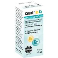 Cefak KG Cefavit D3 K2 liquide pur Gouttes pour les os et les muscles, 20 ml de solution