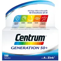 Pfizer Centrum Génération 50+ comprimés complète judicieusement l'alimentation avec des vitamines, des minéraux et des oligo-éléments, 180 comprimés