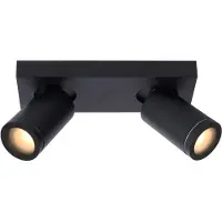 Lucide Spot TAYLOR noir 2xGU10x5W en aluminium, dimensions : 12,5 x 24 x 10 cm, IP44,