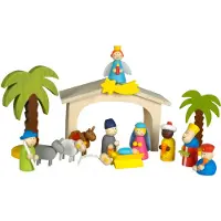 Nobrand Crèche en bois avec personnages