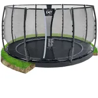 Exit Dynamic Trampoline ø427cm – avec Filet de sécurité – Au niveau du sol – Trampoline Enterrée – Noir