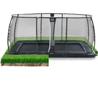 Exit Dynamic Trampoline 305x519cm – avec Filet de sécurité – Au niveau du sol – Noir