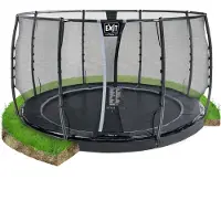 Exit Dynamic Trampoline ø366cm – avec Filet de sécurité – Au niveau du sol – Trampoline Enterrée – Noir
