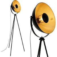Briloner Lampadaire retro design trépied noir or 58x34.5x160 cm forme conique E27 max 60 W avec interrupteur au pied métal lampe salon chambre