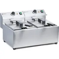 Hendi Friteuse électrique 2x8L – Modèle double de table professionnel, acier inoxydable