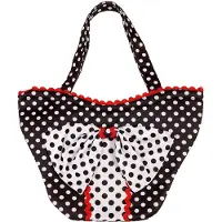 Widmann Sac des années 1950, motif pois, noir, blanc et rouge