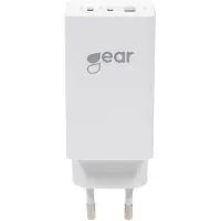 Ginza.se GEAR Chargeur GAN 220V 2xUSB-C + 1xUSB-A (65 W, 3 ports), Chargeur USB, Blanc