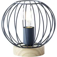 Brilliant Lampe de table Sorana turquoise avec du bois