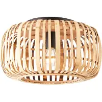 Brilliant Plafonnier WOODROW en bambou et métal noir, style bohème 97167/20
