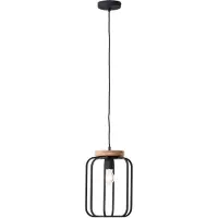 Brilliant Lampe suspendue Tosh noir avec du bois marron