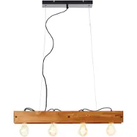 Brilliant Lampe suspendue Calandra 4 lumières noir avec bois marron