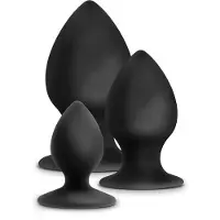 Anal Adventures Platinum Stout - set de plugs anaux - 3 pièces noir