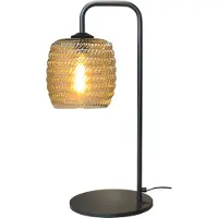 Masterlight Lampe de table noire Quinto avec verre strié
