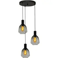 Masterlight Suspension loft 3 lumières - noire - Porto avec des lunettes vertes Nicolette