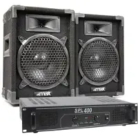 Complete Komplett 400 W Max -Soundset mit maximalen Lautsprechern und SPL400 -Verstärker (Actif), Haut-parleur PA, Noir