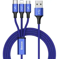 Baseus Cable Rapid 3 in 1 - USB à Micro USB, Lightning, Type C - 3A 1,2 mètres (CAMLT-SU13) navy