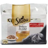 Sheba Délices du Jour Sachets Fraîcheur pour Chat Adulte/Sélection à la Volaille en Sauce/75 Sachets Repas de 50 g
