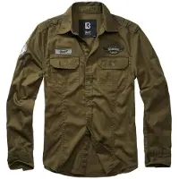 Brandit Chemise 'Luis' olive / noir / blanc