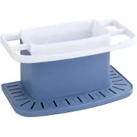 Wenko Organiseur d'évier, range éponge évier, liquide vaisselle, Cosmo Bleu
