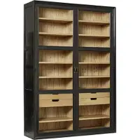 Nordal A/s Viva Armoire Avec Portes Vitrées + Tiroirs Noir | 2044