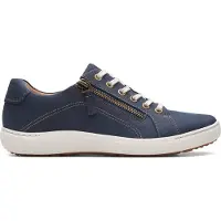 Clarks pour femme. 26163570 Baskets en cuir Nalle Lace navy (41.5), Plat, Lacets, Fermeture éclair, Casuel, Marine