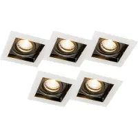 QAZQA Lot de 5 spots encastrés blancs avec noir - Carree