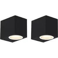 QAZQA Lot de 2 appliques murales modernes noires IP44 - Baleno