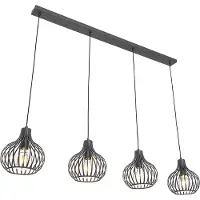 QAZQA Suspension moderne noire 4 lumières - Saffira