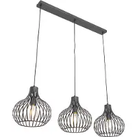 QAZQA Suspension moderne noire 3 lumières - Saffira