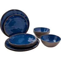 Bo Camp Bo-Camp, lot de 12 pièces, service de vaisselle de camping Halo en mélamine, bleu