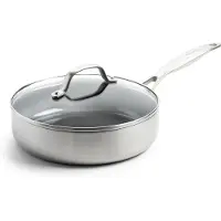 Greenpan Geneva, cocotte de 24 cm en acier inoxydable, revêtement antiadhésif durable, passe au four