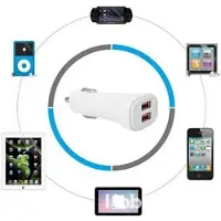 Techly IUSB2-CAR2-4A2P, Adaptateur pour véhicule, Blanc
